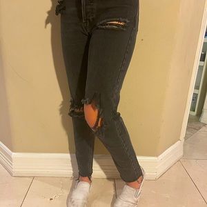 Pac Sun Ultra High Rise Slim size 24. Rips and fringy ankles. Best jeans.